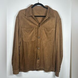 Mens Brown Faux Suede Button Shirt/Jacket by MNG Italian Fashion Co. Size Large
